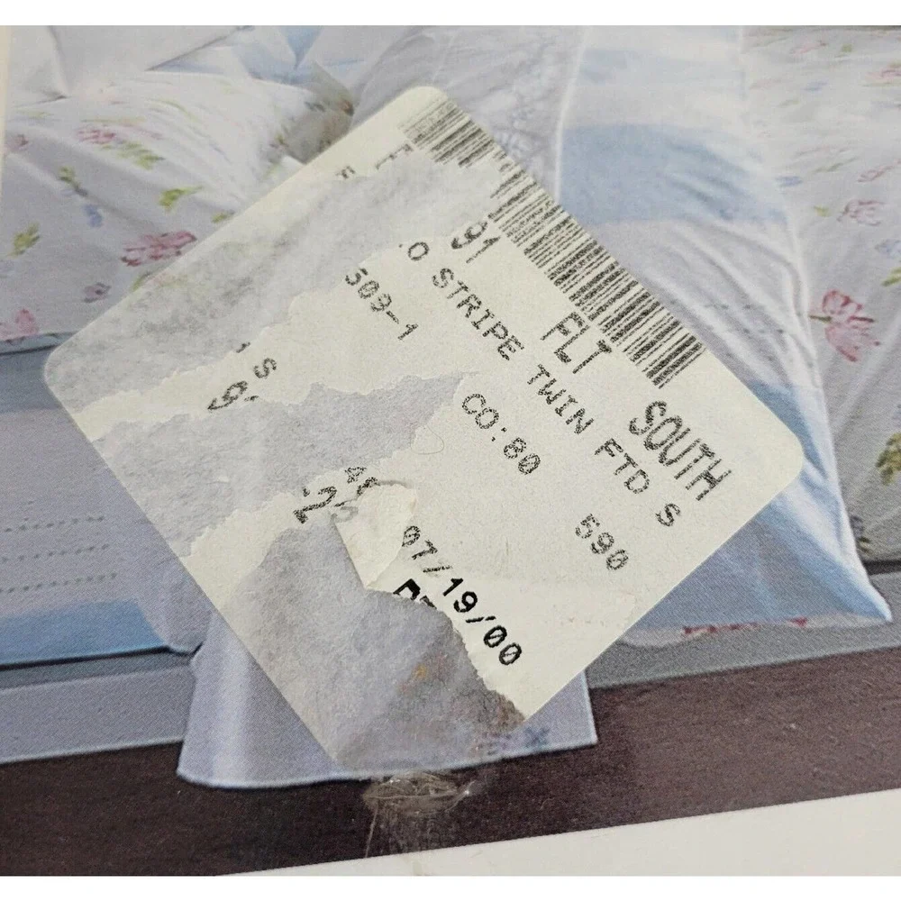 Designers Guild Rosario Cotton Twin Striped Fitted Sheet & Floral Flat Sheet NIP